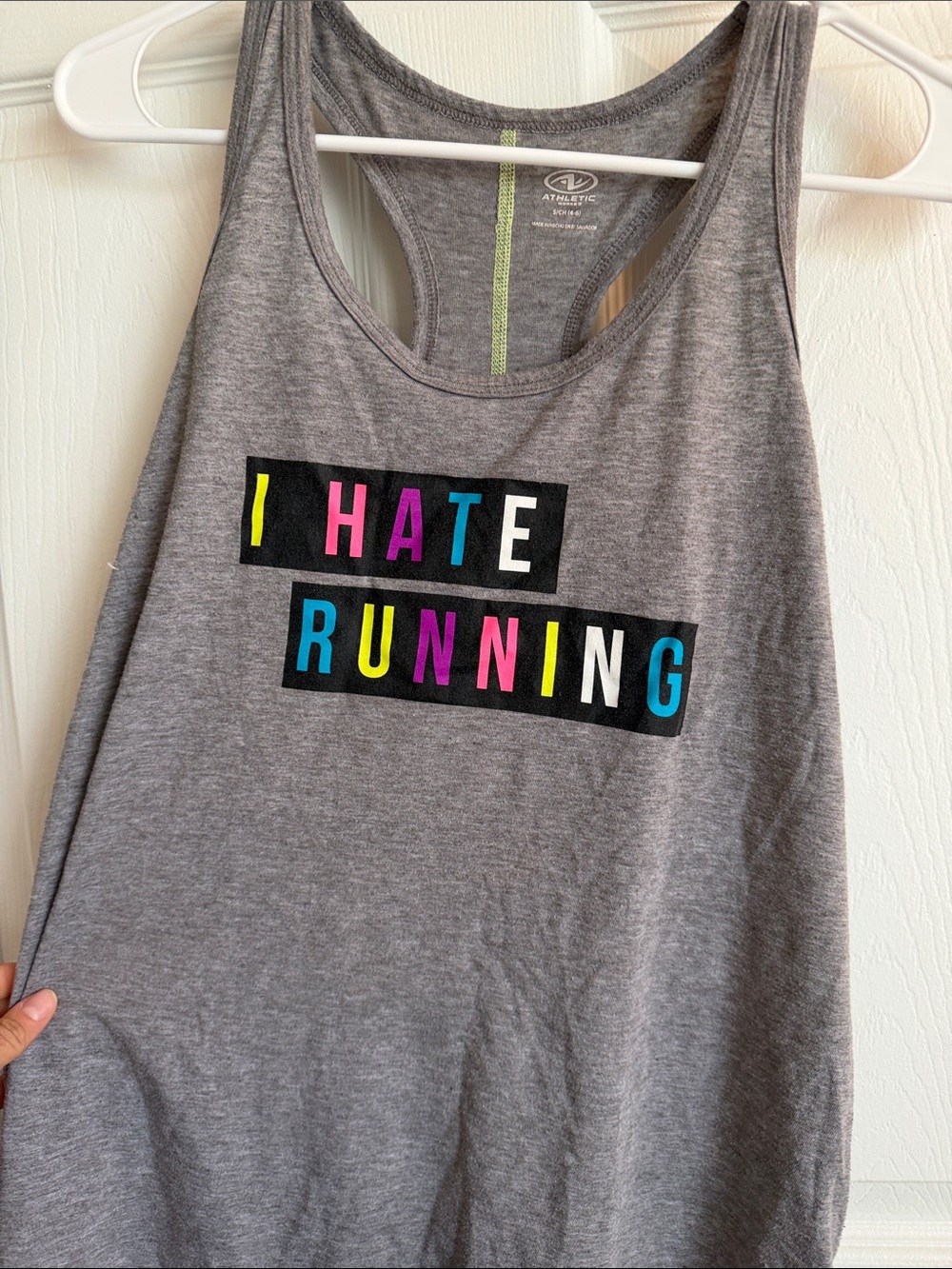 Avia Gray Racerback Muscle Tank with Neon Block Letters - Picture 4 of 4